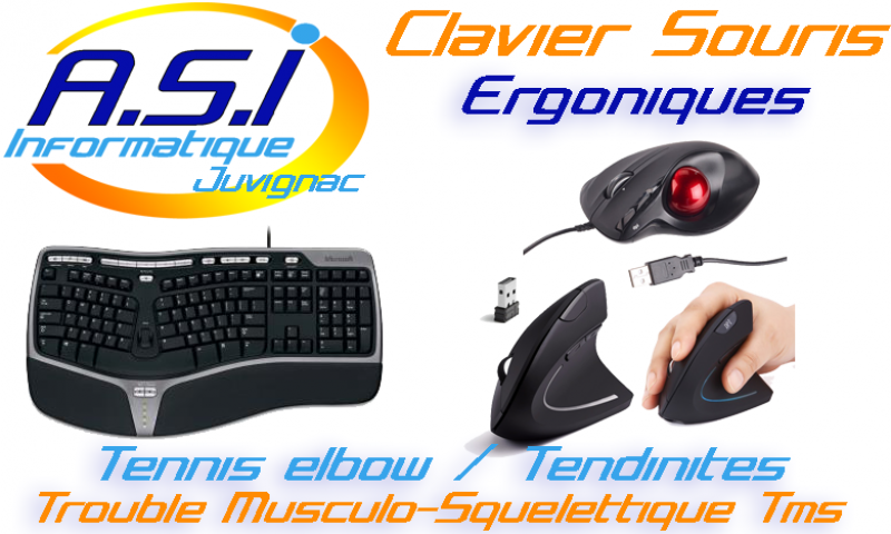 souris clavier ergonomique tendinites rtennis elbow douleur doigt main cou epaule canal carpien montpellier