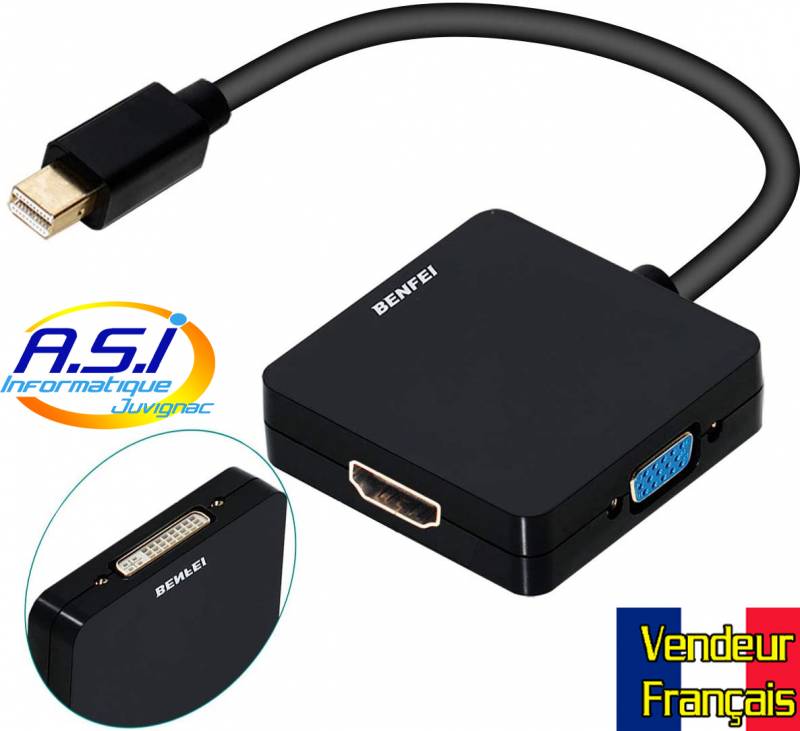 Convertisseur mini dp vers HDMI DVI VGA multi Montpellier Montarnaud Aniane Gignac ceyras