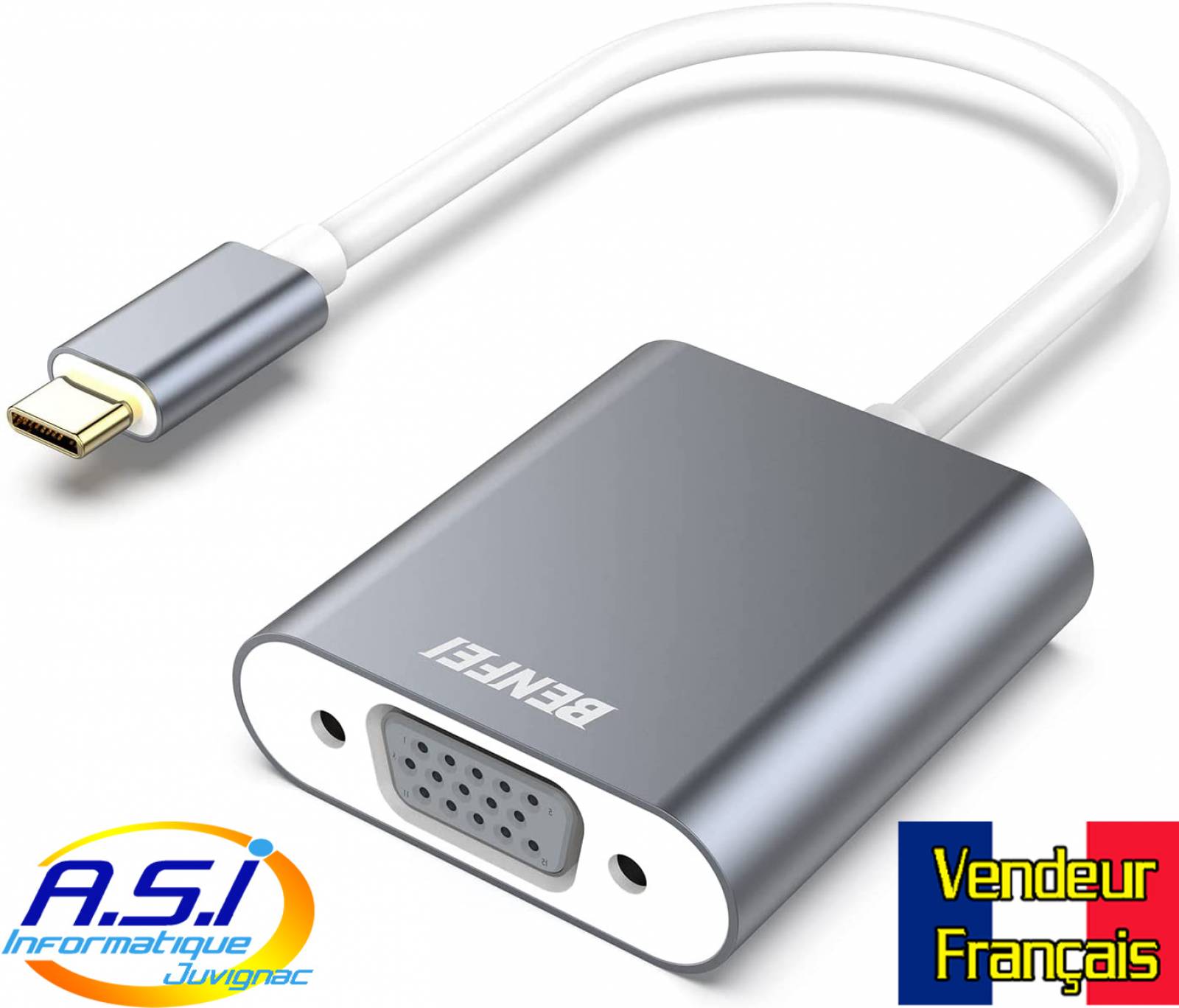 Achat adaptateur USB-C VGA / Convertisseur USB type C vers HDMI /  Transformateur USB-C DVI sur Montpellier - France - Dépannage et vente de  matériel informatique Juvignac - ASI Informatique