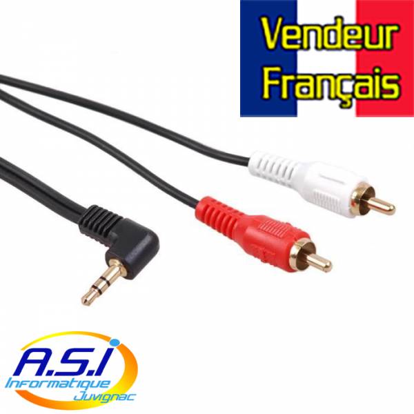 câble mini-jack rca cinch coudé