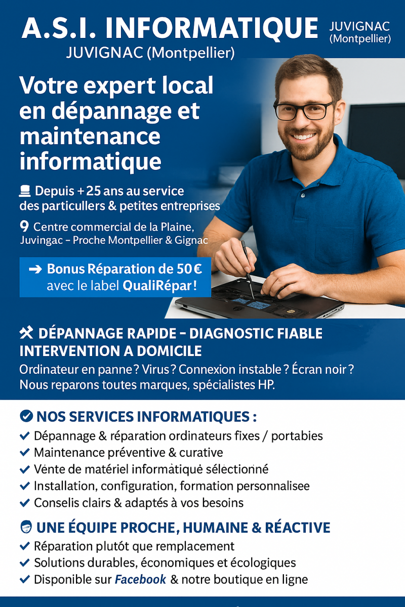 maintenance ordinateur dépannage informatique réparation pc portable Gignac
