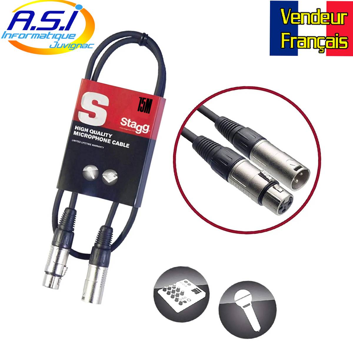 Cable micro xlr male femelle MOntpellier St Jean de védas Saint Georges d'Orques 