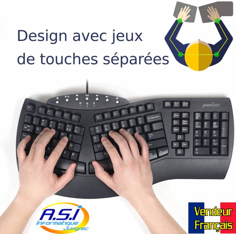 clavier ergonomique à fil Perixx Montppellier Juvignac Grabels Mireval