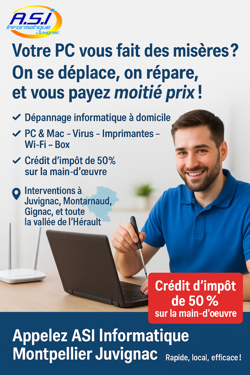 34570 Montarnaud: dépannage informatique à domicile avec déduction d'impôts