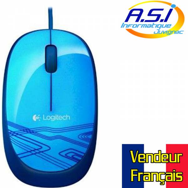 souris logitech usb bleu filaire