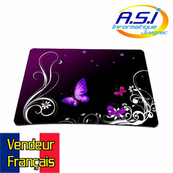 tapis de souris violet papillon et arabesque