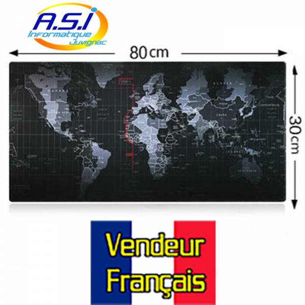 tapis de souris xxl carte du monde gris